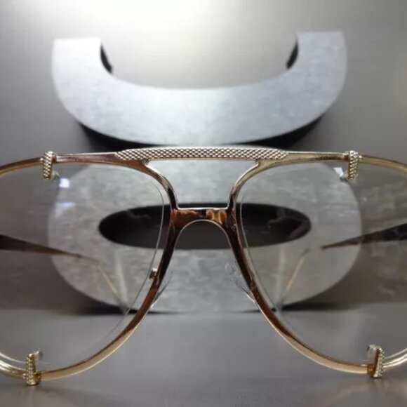 Classic Vintage Retro Modern Style Clear Lens SUN GLASSES Rose Gold Metal Frame - Picture 1 of 3
